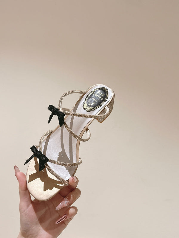 RC 25 Diamond Bow Attached High Heeled Pink Nude Silk Rhinestones 268054