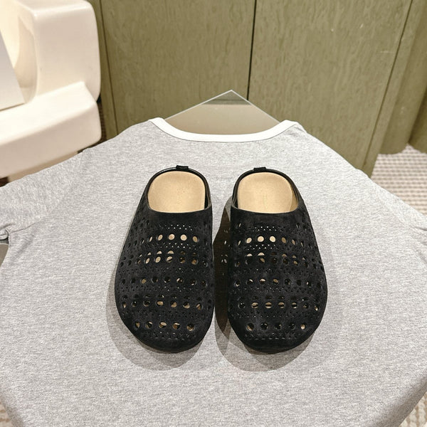 The Row 25ss Perforated Mule 20mm Black Suede 451273