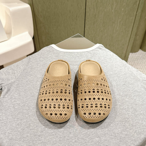 The Row 25ss Perforated Mule 20mm Beige Suede 451272