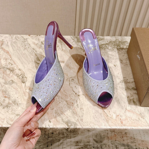 CL 25s Me Dolly Sandal Mule Heel Pump 85mm Light Purple Sheepskin 446687