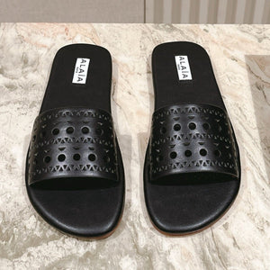Alaia 2025 Hollow Slippers Black Leather 293653