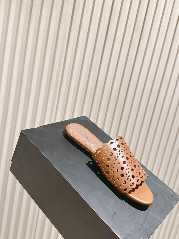 Alaia 2025 Vienna Pantofole Marrone Pelle di Agnello 293658