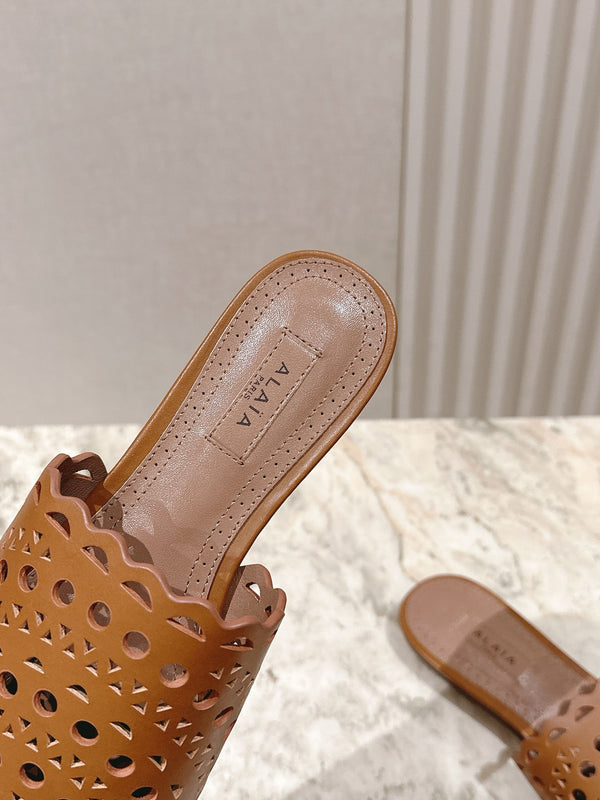 Alaia 2025 Vienna Pantofole Marrone Pelle di Agnello 293658
