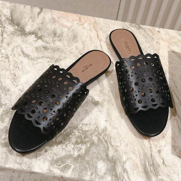 Pantofole Alaia 2025 Vienne Pelle di agnello nera 293659