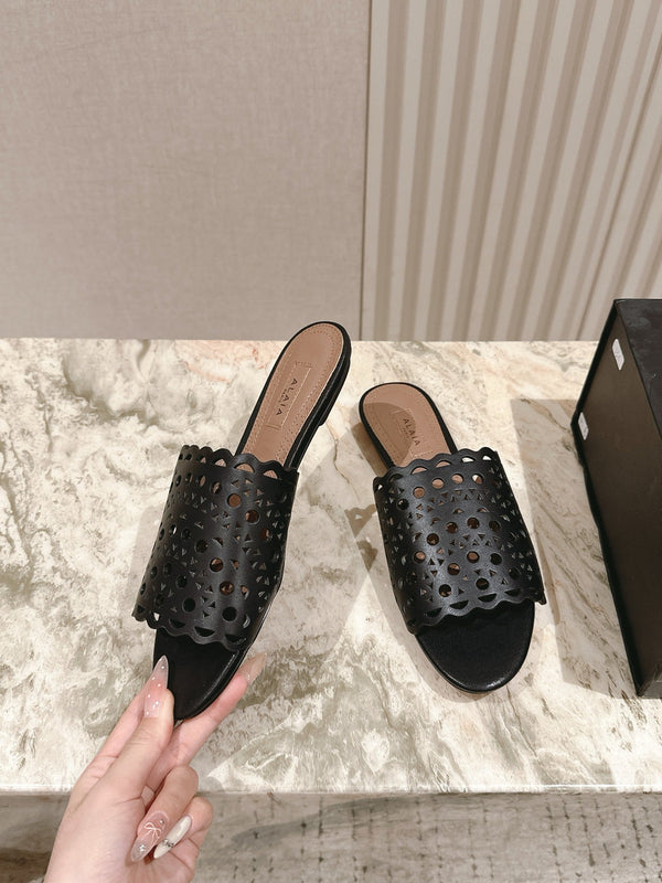 Pantofole Alaia 2025 Vienne Pelle di agnello nera 293659