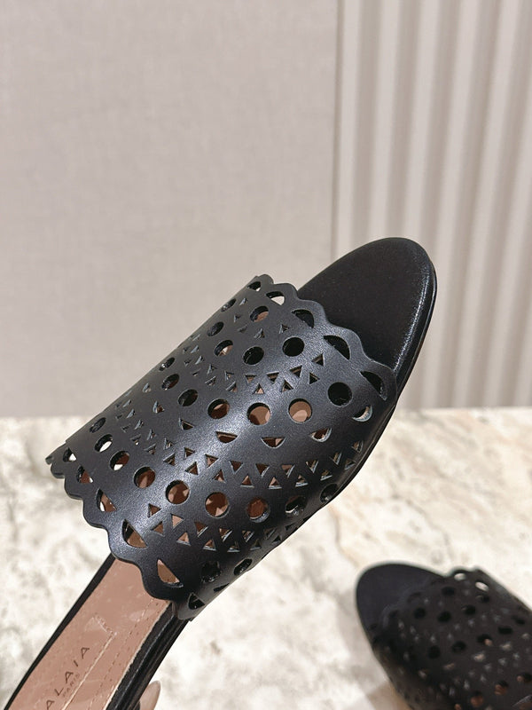 Pantofole Alaia 2025 Vienne Pelle di agnello nera 293659