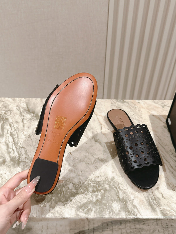 Pantofole Alaia 2025 Vienne Pelle di agnello nera 293659