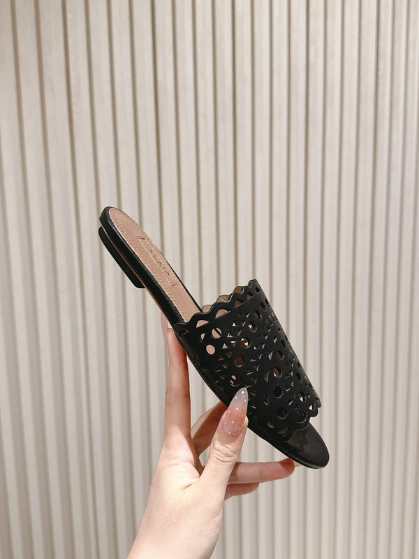 Pantofole Alaia 2025 Vienne Pelle di agnello nera 293659