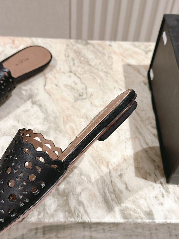 Pantofole Alaia 2025 Vienne Pelle di agnello nera 293659