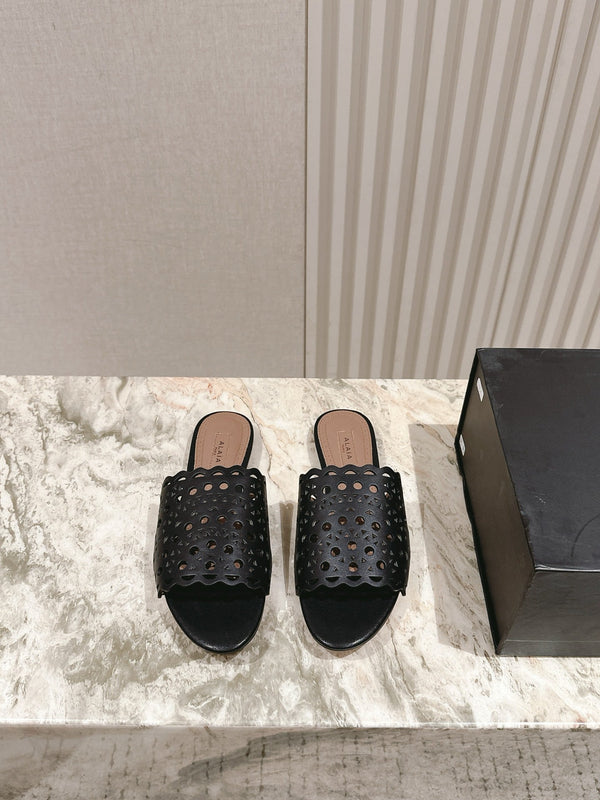 Pantofole Alaia 2025 Vienne Pelle di agnello nera 293659