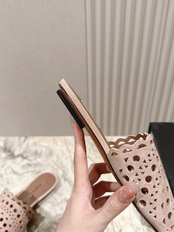 Pantofole Alaia 2025 Vienne Rosa Pelle di agnello 293660