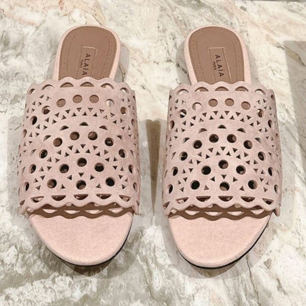 Pantofole Alaia 2025 Vienne Rosa Pelle di agnello 293660