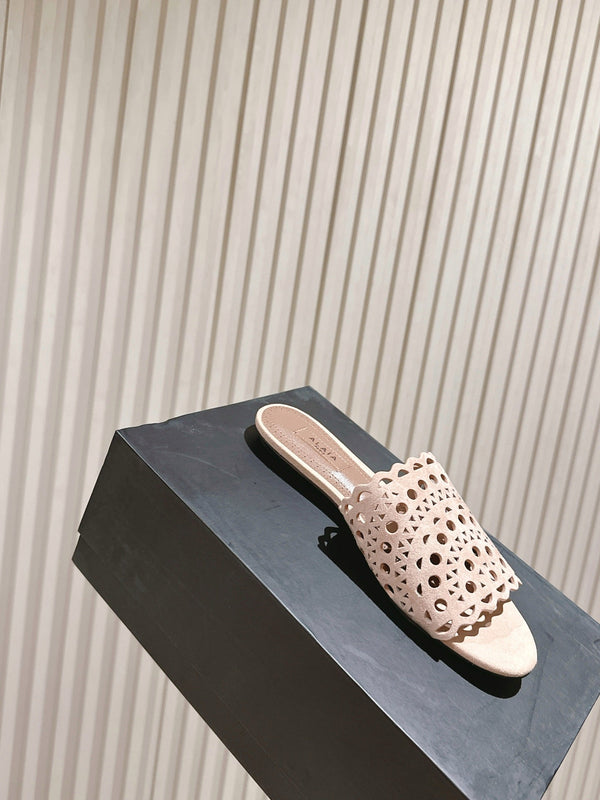 Pantofole Alaia 2025 Vienne Rosa Pelle di agnello 293660