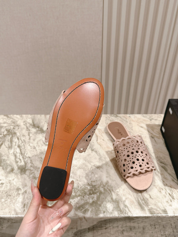 Pantofole Alaia 2025 Vienne Rosa Pelle di agnello 293660