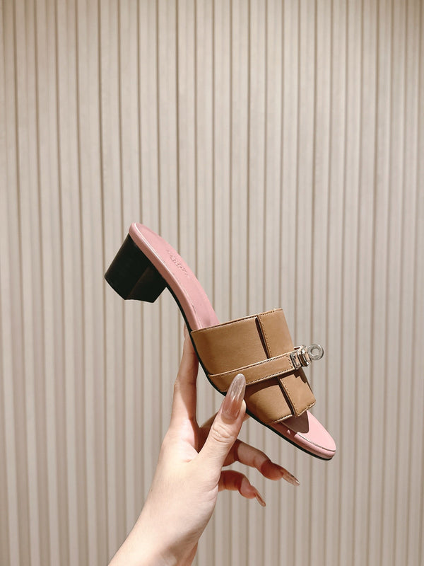 Gigi 50 Sandal Brown Muted Pink Calfskin 445330