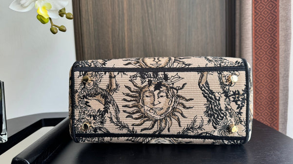 medium lady 24 nero beige ricamo