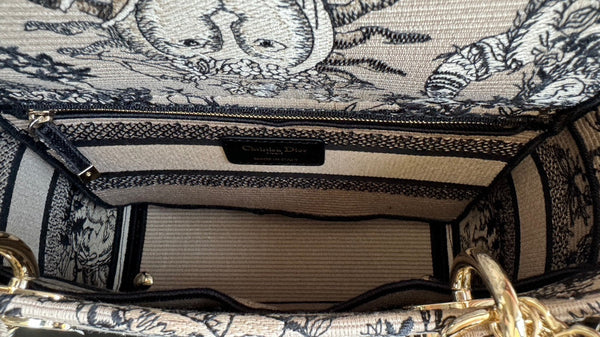 medium lady 24 nero beige ricamo