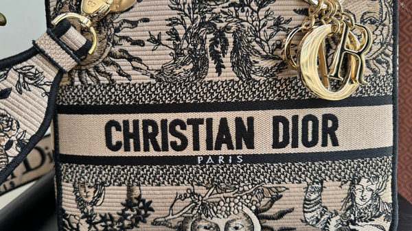 medium lady 24 nero beige ricamo