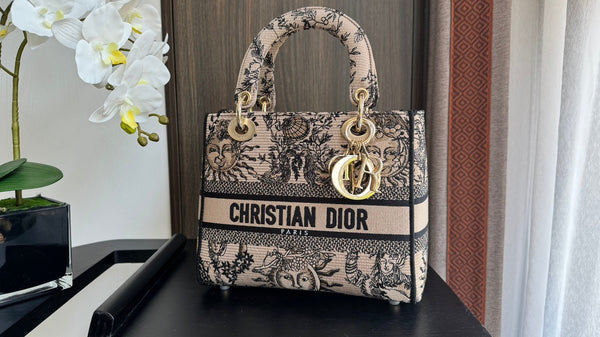 medium lady 24 nero beige ricamo