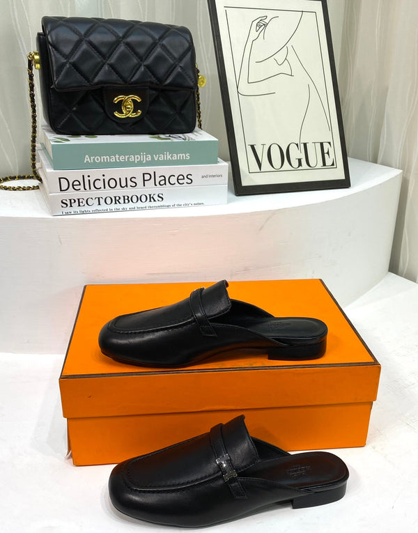 IENA MULE BLACK CALFSKIN