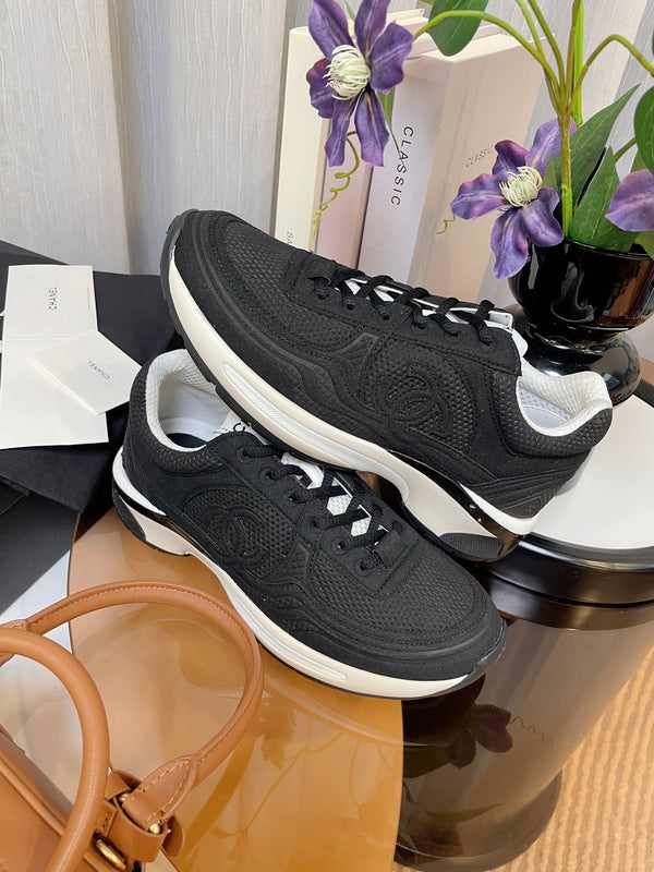 cc classic sneaker black fabric calfskin