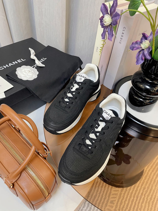 cc classic sneaker black fabric calfskin