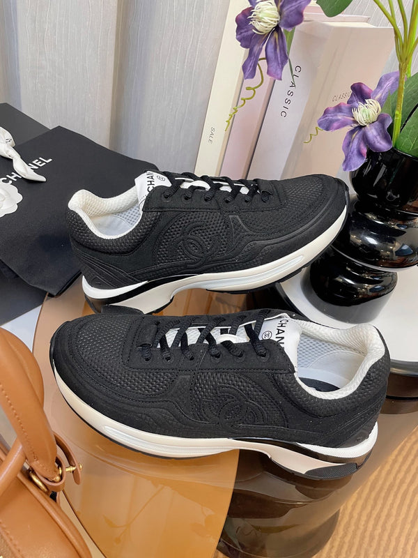 cc classic sneaker black fabric calfskin