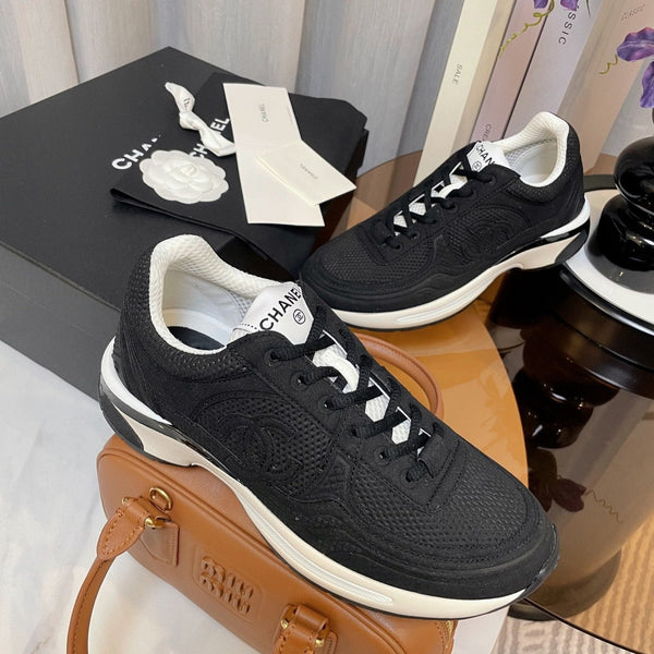 cc classic sneaker black fabric calfskin