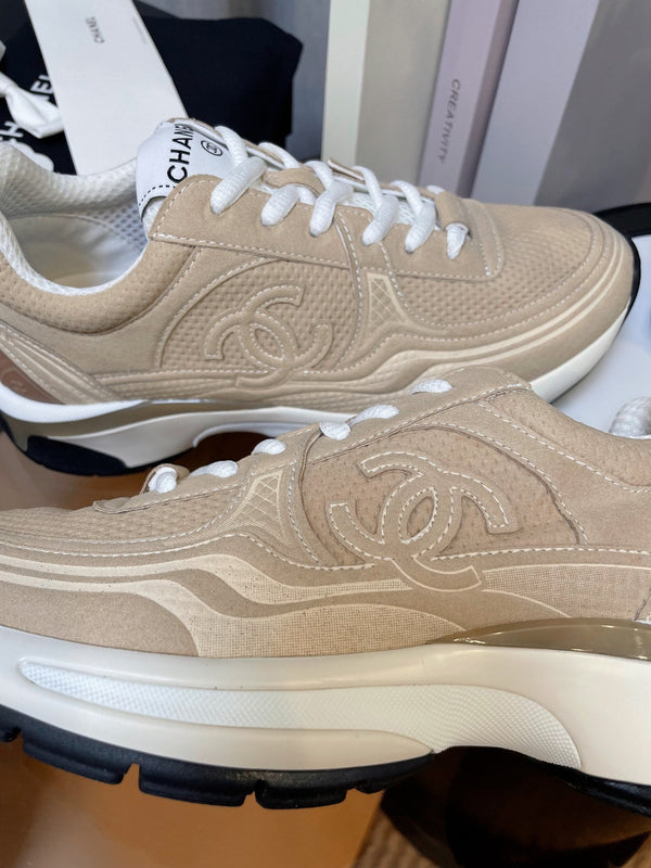 cc classic sneaker beige fabric calfskin