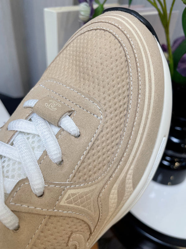 cc classic sneaker beige fabric calfskin