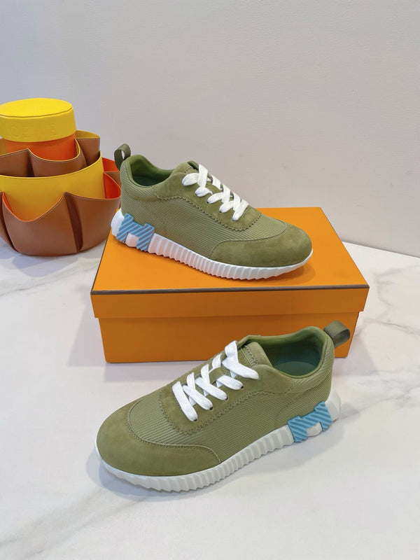 Sneaker HM Bouncing in tessuto verde asparago con pelle scamosciata 212278
