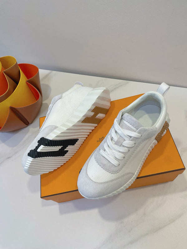 HM Bouncing sneaker White mix Beige Grey Fabric with Suede 212279