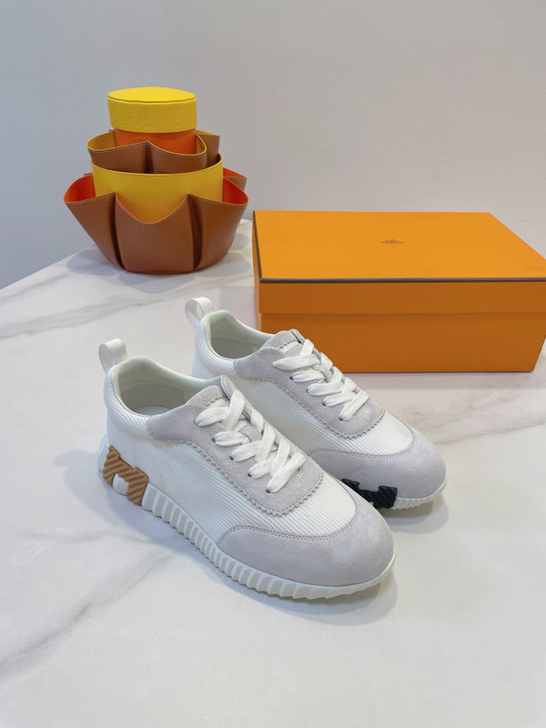 HM Bouncing sneaker White mix Beige Grey Fabric with Suede 212279