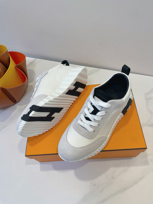 HM Bouncing sneaker Beige Grey mix White Calfskin and Suede 212288