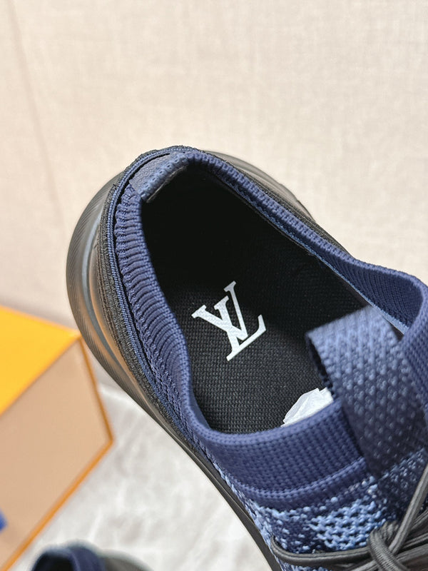 SNEAKERS IN MIDNIGHT BLUE DAMIER ELASTIC FABRIC