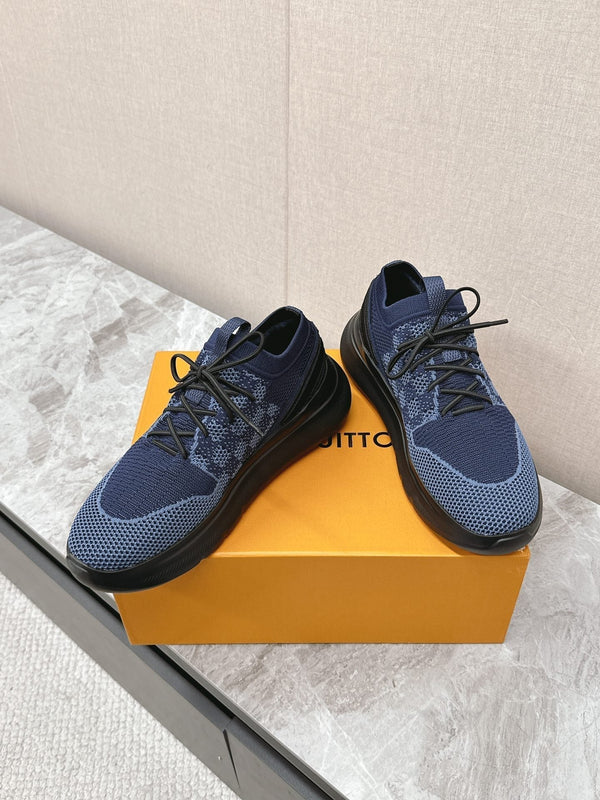 SNEAKERS IN MIDNIGHT BLUE DAMIER ELASTIC FABRIC