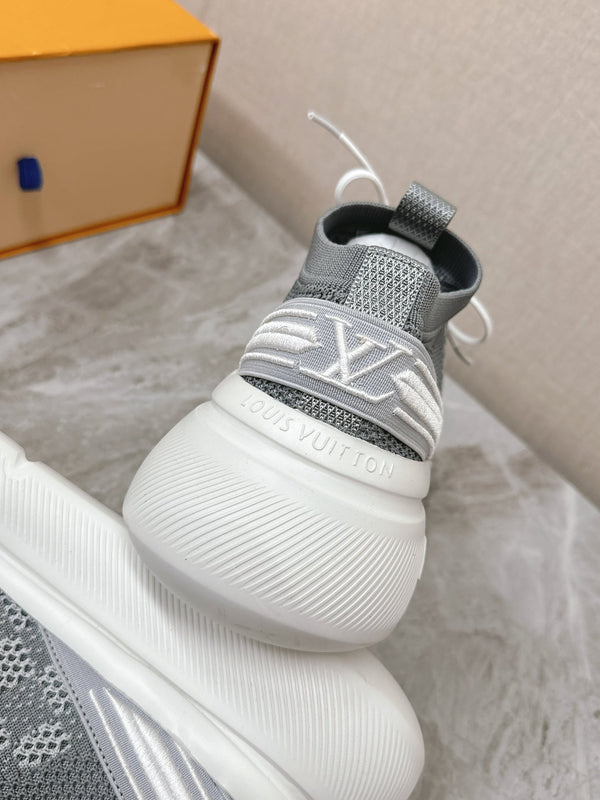 SNEAKERS IN DOVE GRAY DAMIER ELASTIC FABRIC