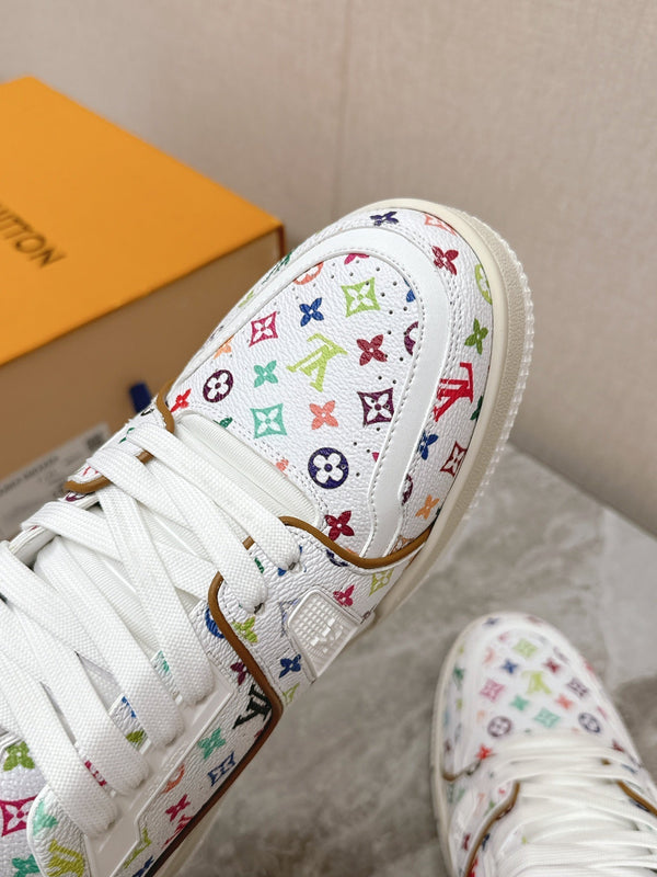 TRAINER SNEAKER IN WHITE MIX COLORFUL CALFSKIN