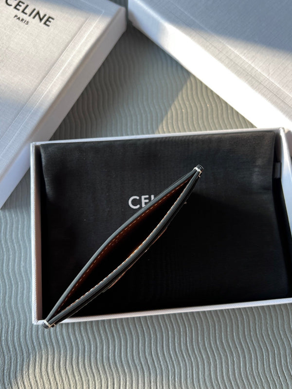 TRIOMPHE 10B703 Card Holder Brown Cowhide Leather