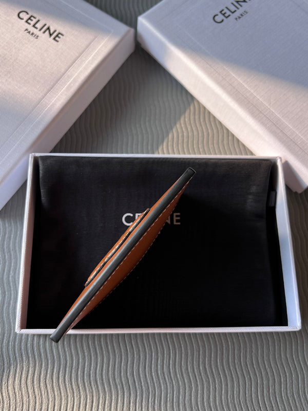 TRIOMPHE 10B703 Card Holder Brown Cowhide Leather