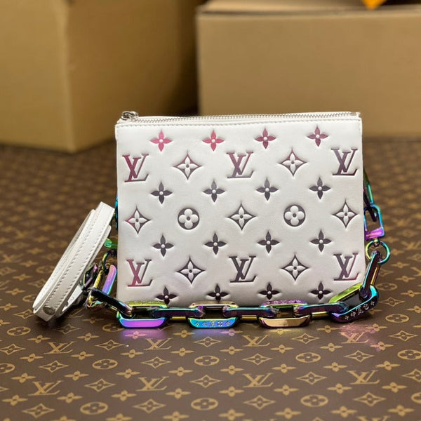 coussin bb 21 white empreinte calfskin multicolor chain