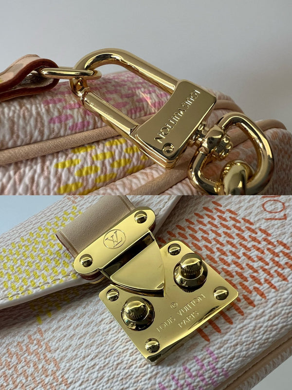 metis east west pouch 21.5 tela damier color pesca