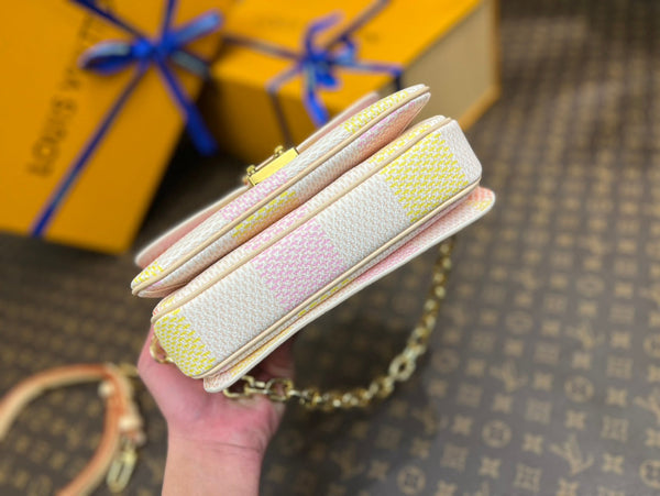 metis east west pouch 21.5 tela damier color pesca