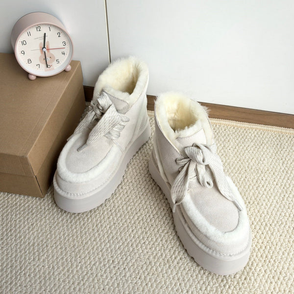 UGG Dopamine Snow Boots Light Grey Wool Suede 512874