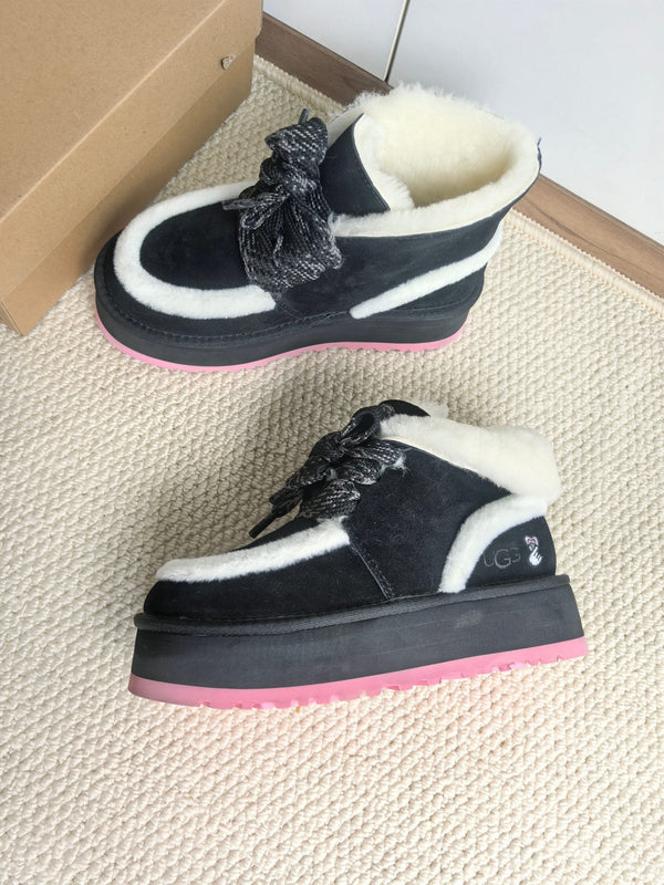 UGG Dopamine Snow Boots Black Wool Suede 512872