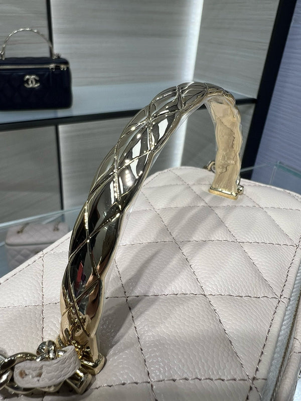 CC 25S Small Vanity 17cm Beige Grained Calfskin Light Gold Hardware