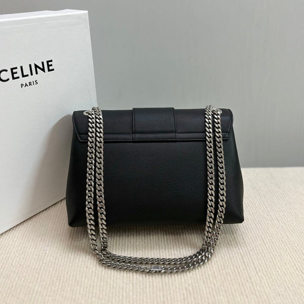 MEDIUM VICTOIRE BAG 25 IN BLACK SUPPLE CALFSKIN SILVER HARDWARE