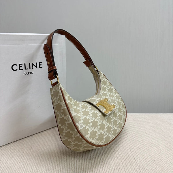MEDIUM AVA BAG 23 IN BEIGE TRIOMPHE CANVAS GOLD LOGO