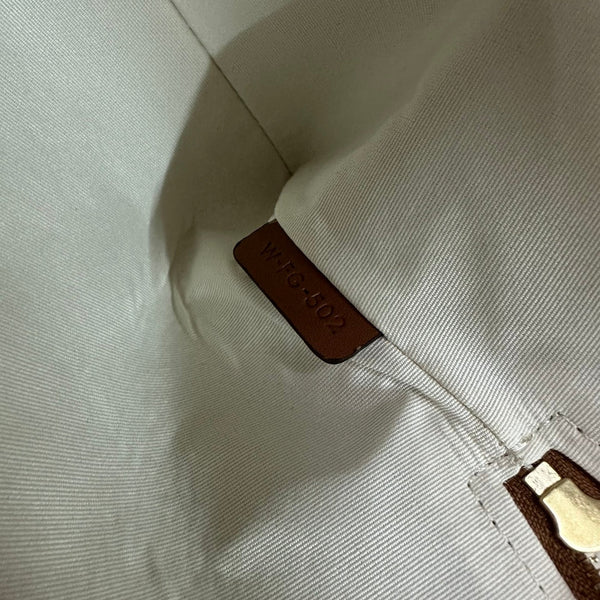 BORSA PICCOLA 25 IN TESSUTO TRIOMPHE BEIGE E PELLE DI VITELLO MARRONE