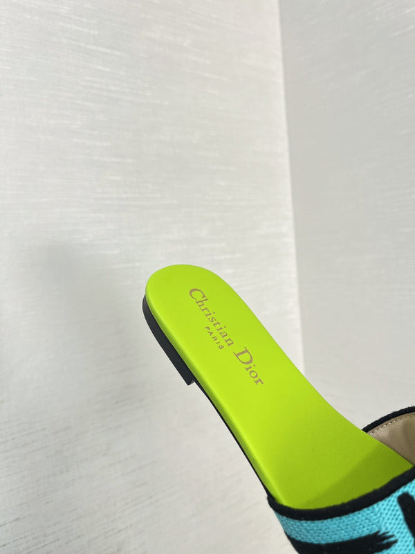 dway slide embroidered blue lime cotton